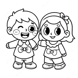 Rhyming Coloring Page Of Happy Children 71164-57035