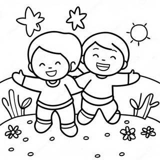 Rhyming Coloring Page Of Happy Children 71164-57036