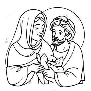 Mary And Joseph Nativity Scene Coloring Page 71183-57041