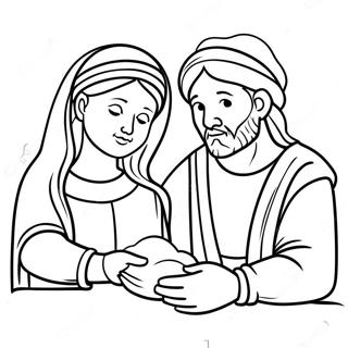 Mary And Joseph Nativity Scene Coloring Page 71183-57042