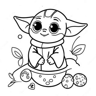 Baby Yoda Easter Coloring Pages