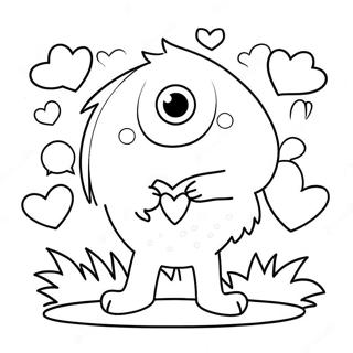 Cute Love Monster With Heart Coloring Page 71354-57181