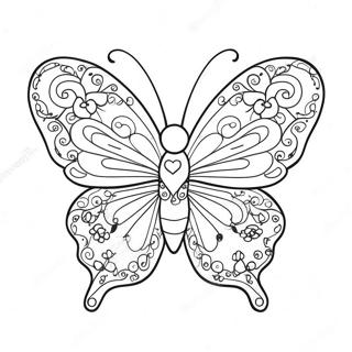 Colorful Heart Butterfly With Flowers Coloring Page 71414-57235