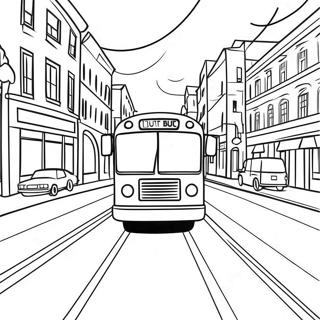 Colorful City Bus Driving Through Town Coloring Page 71494-57293