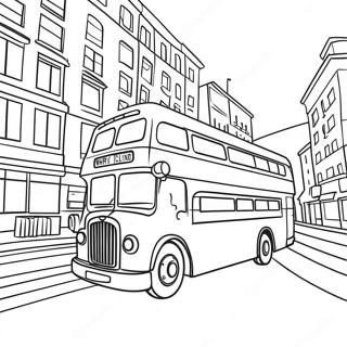 Colorful City Bus Driving Through Town Coloring Page 71494-57295