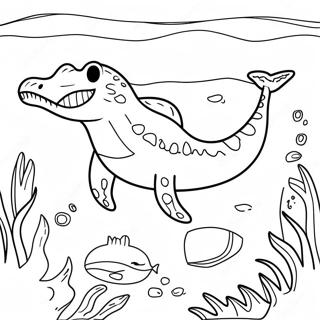 Mosasaurus Swimming In The Ocean Coloring Page 7156-5822