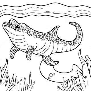 Mosasaurus Swimming In The Ocean Coloring Page 7156-5823