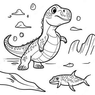 Mosasaurus Hunting Prey Coloring Page 7157-5819