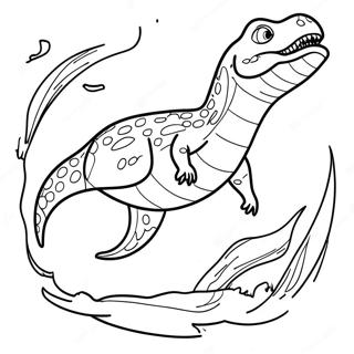 Mosasaurus Hunting Prey Coloring Page 7157-5820