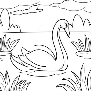 Elegant Swan In A Serene Lake Coloring Page 71614-57385