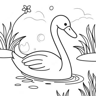 Elegant Swan In A Serene Lake Coloring Page 71614-57386