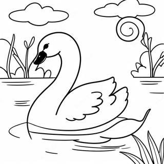 Elegant Swan In A Serene Lake Coloring Page 71614-57387