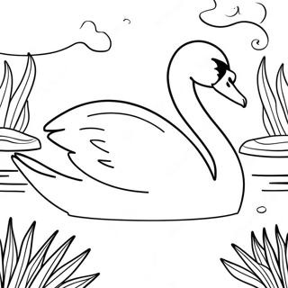 Elegant Swan In A Serene Lake Coloring Page 71614-57388