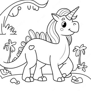 Magical Unicorn Dinosaur Adventure Coloring Page 71644-57409