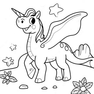 Magical Unicorn Dinosaur Adventure Coloring Page 71644-57410