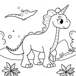 Magical Unicorn Dinosaur Adventure Coloring Page 71644-57411