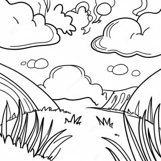 Vibrant Grassland Landscape Coloring Page 71754-57497