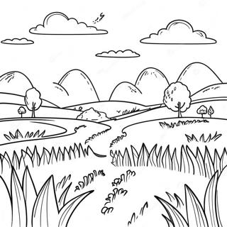 Vibrant Grassland Landscape Coloring Page 71754-57500