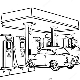 Busy Gas Station Scene Coloring Page 71804-57538