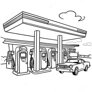 Busy Gas Station Scene Coloring Page 71804-57539