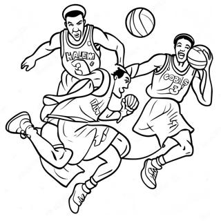 Harlem Globetrotters Players In Action Coloring Page 71914-57626