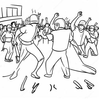 Colorful Riot Scene Coloring Page 71944-57652