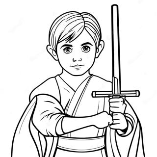 Young Jedi With Lightsaber Coloring Page 71984-57681