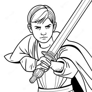 Young Jedi With Lightsaber Coloring Page 71984-57684