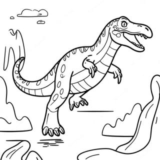 Baryonyx Swimming In Water Coloring Page 72044-57729