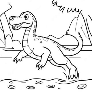 Baryonyx Swimming In Water Coloring Page 72044-57732