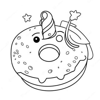 Sparkling Unicorn Donut Coloring Page 72054-57738