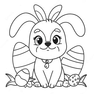 Cute Easter Dog With Bunny Ears Coloring Page 72173-57836