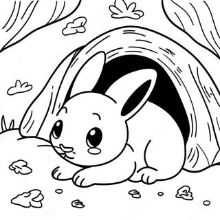 Adorable Rabbit Hiding In Burrow Coloring Page 72553-58129