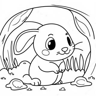 Adorable Rabbit Hiding In Burrow Coloring Page 72553-58130