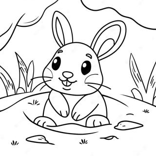 Adorable Rabbit Hiding In Burrow Coloring Page 72553-58132