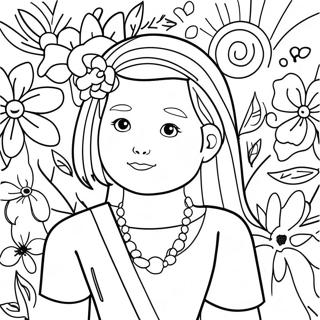 Realistic Girl With Flowers Coloring Page 72603-58187