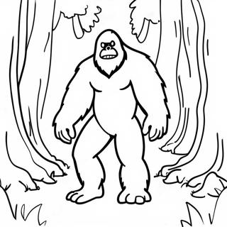 Sneaky Sasquatch In The Forest Coloring Page 72643-58205