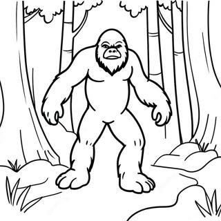 Sneaky Sasquatch In The Forest Coloring Page 72643-58206