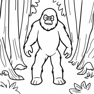 Sneaky Sasquatch In The Forest Coloring Page 72643-58207