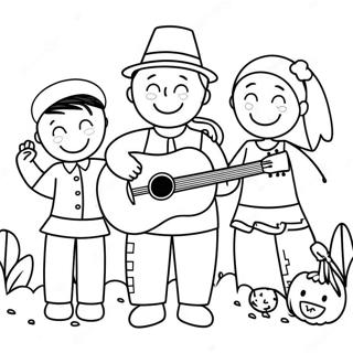 Cheerful Thanksgiving Singers Coloring Page 72663-58222