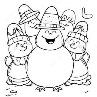 Cheerful Thanksgiving Singers Coloring Page 72663-58223