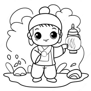 Hu Tao With Lantern Coloring Page 72703-58256