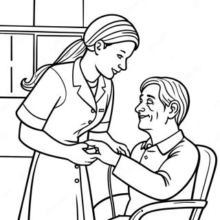 Caring Nurse Helping Patient Coloring Page 72763-58297