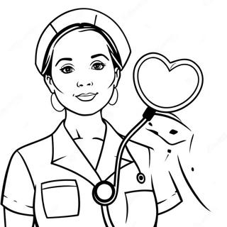 Nurse With Stethoscope Coloring Page 72764-58302