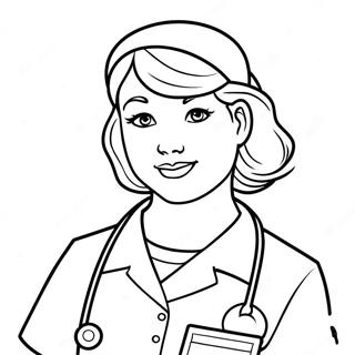 Nurse With Stethoscope Coloring Page 72764-58303