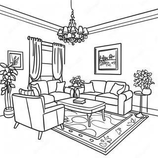 Cozy Living Room Coloring Page 7276-6007