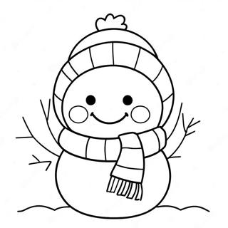 Cute Snowman In A Cozy Scarf Coloring Page 72773-58310