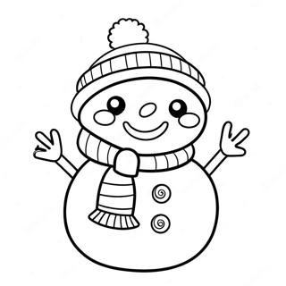 Cute Snowman In A Cozy Scarf Coloring Page 72773-58311