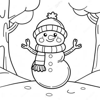 Cute Snowman In A Cozy Scarf Coloring Page 72773-58312