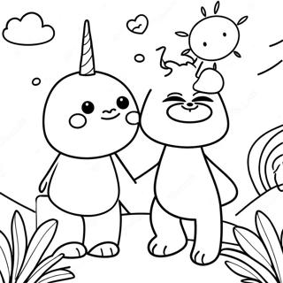 Blue Rainbow Friends Coloring Page 72882-58400